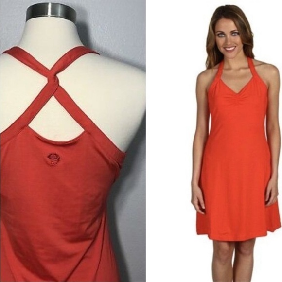 Mountain Hardware Machala Cross-Strap Dress Orange Outdoor Athletic Coral Swim S - Picture 1 of 11